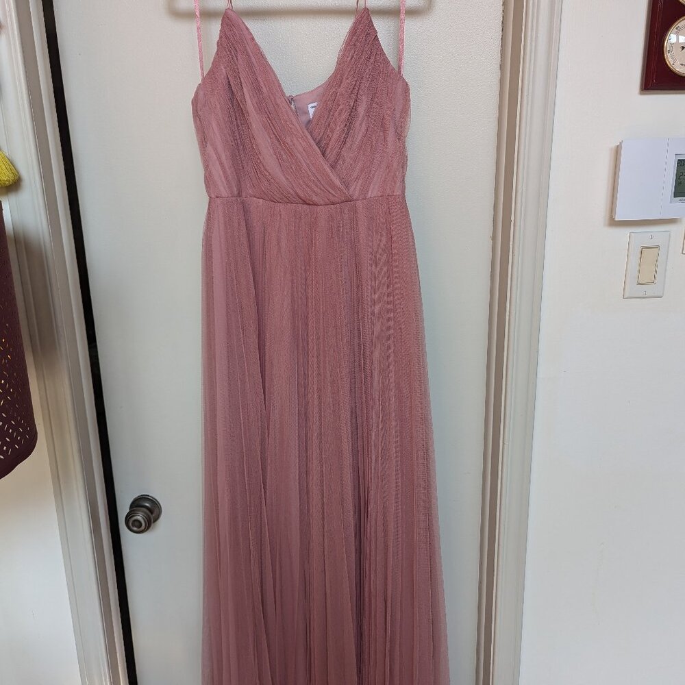 Tulle bridesmaid maxi dress in rose